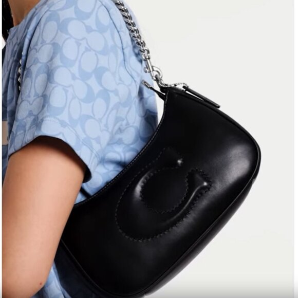 New Coach Teri Shoulder Bag with Signature Quilted Quilting Plush black - Picture 6 of 6